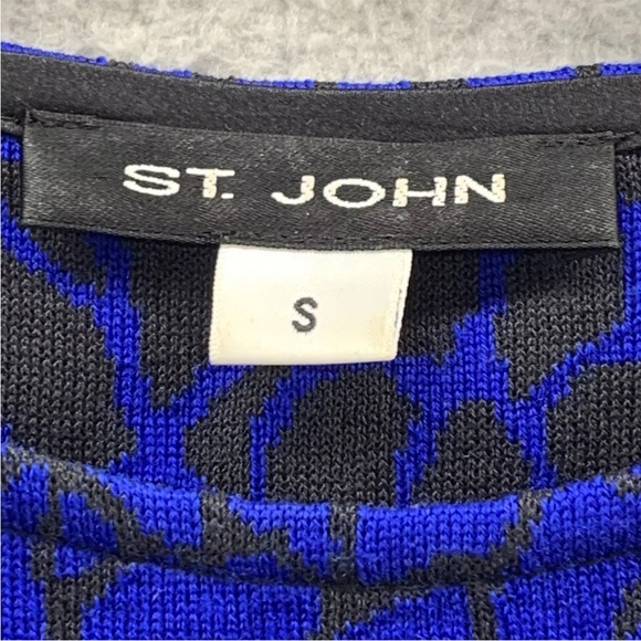 ST. JOHN  Leopard Animal Print Blue Black Silk Blend Stretch Tank Top Size S - Picture 2 of 9